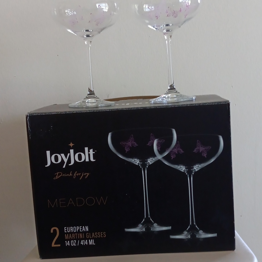 New!JoyJolt Meadow Butterfly Martini Glasses